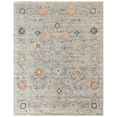 Slate 8'1''x9'9'' Oushak Transitional Hand Knotted Wool Oriental Area Rug