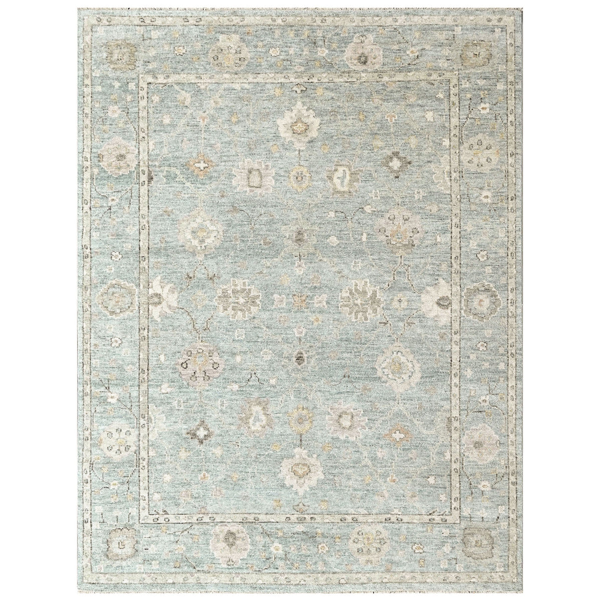 Celedon, Ivory 8'9''x11'9'' Oushak Transitional Hand Knotted Wool Oriental Area Rug