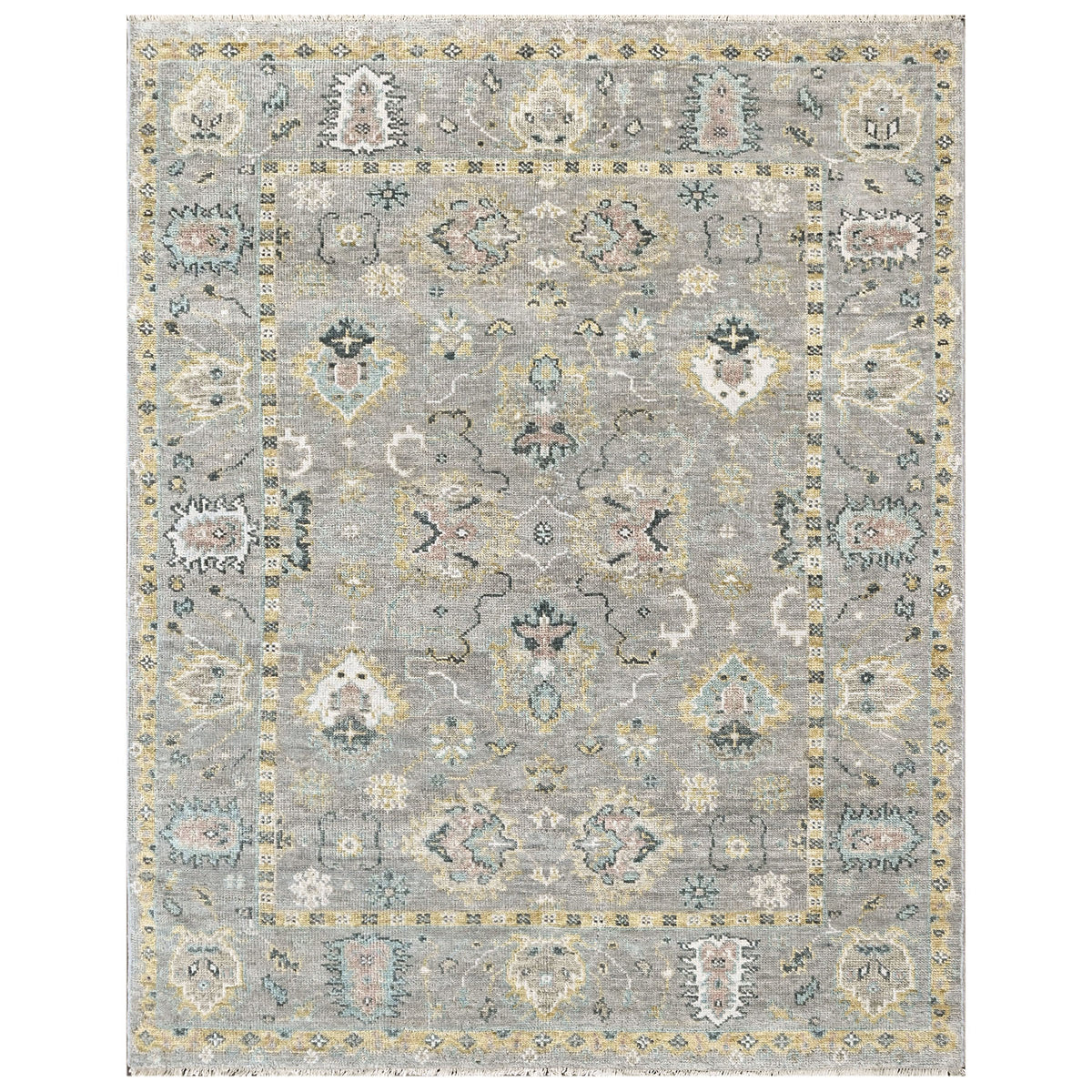 Gray 7'9''x9'9'' Oushak Transitional Hand Knotted Wool Oriental Area Rug