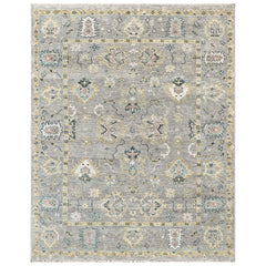 Gray 7'9''x9'9'' Oushak Transitional Hand Knotted Wool Oriental Area Rug