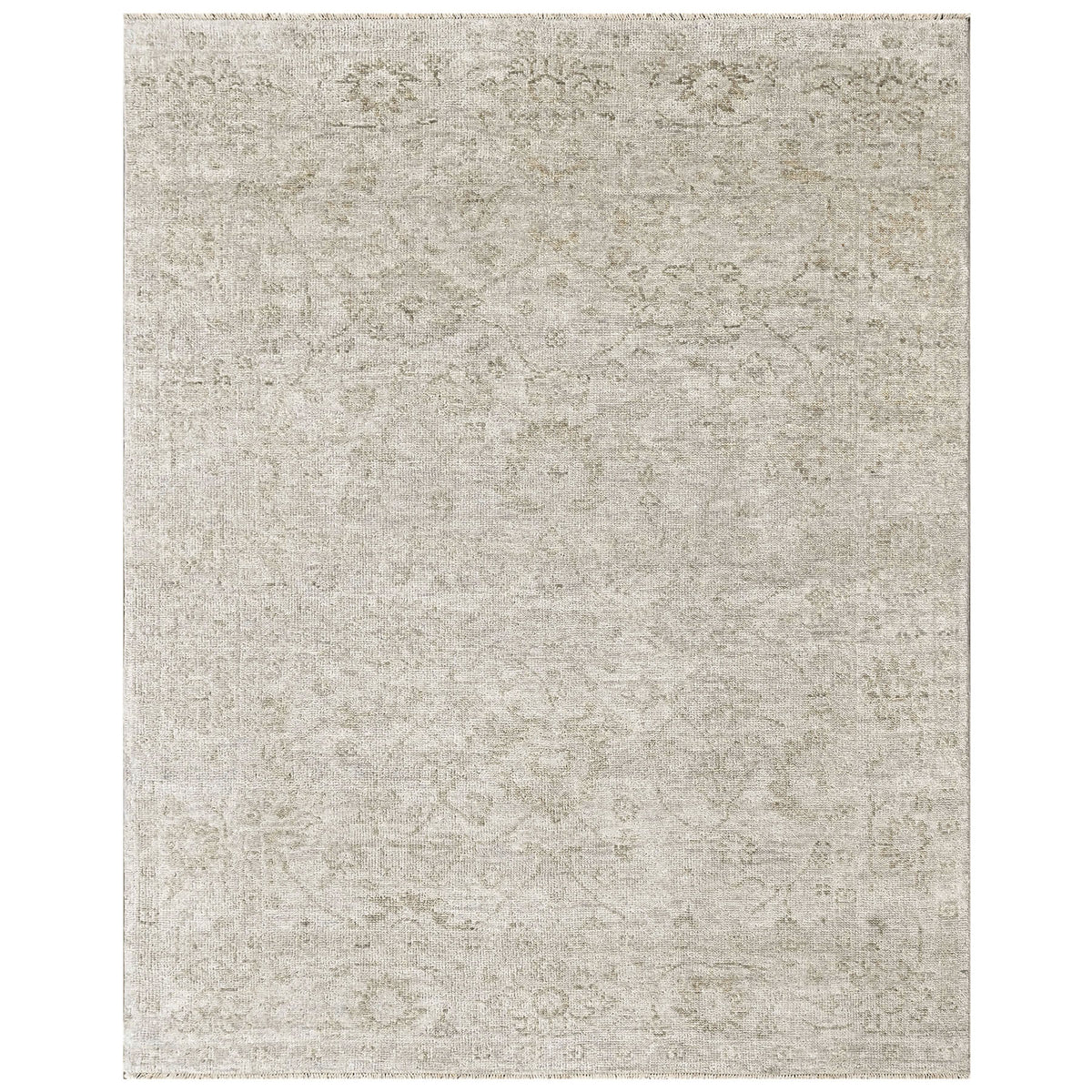Beige, Gray 8x10 Oushak Transitional Hand Knotted Wool Oriental Area Rug