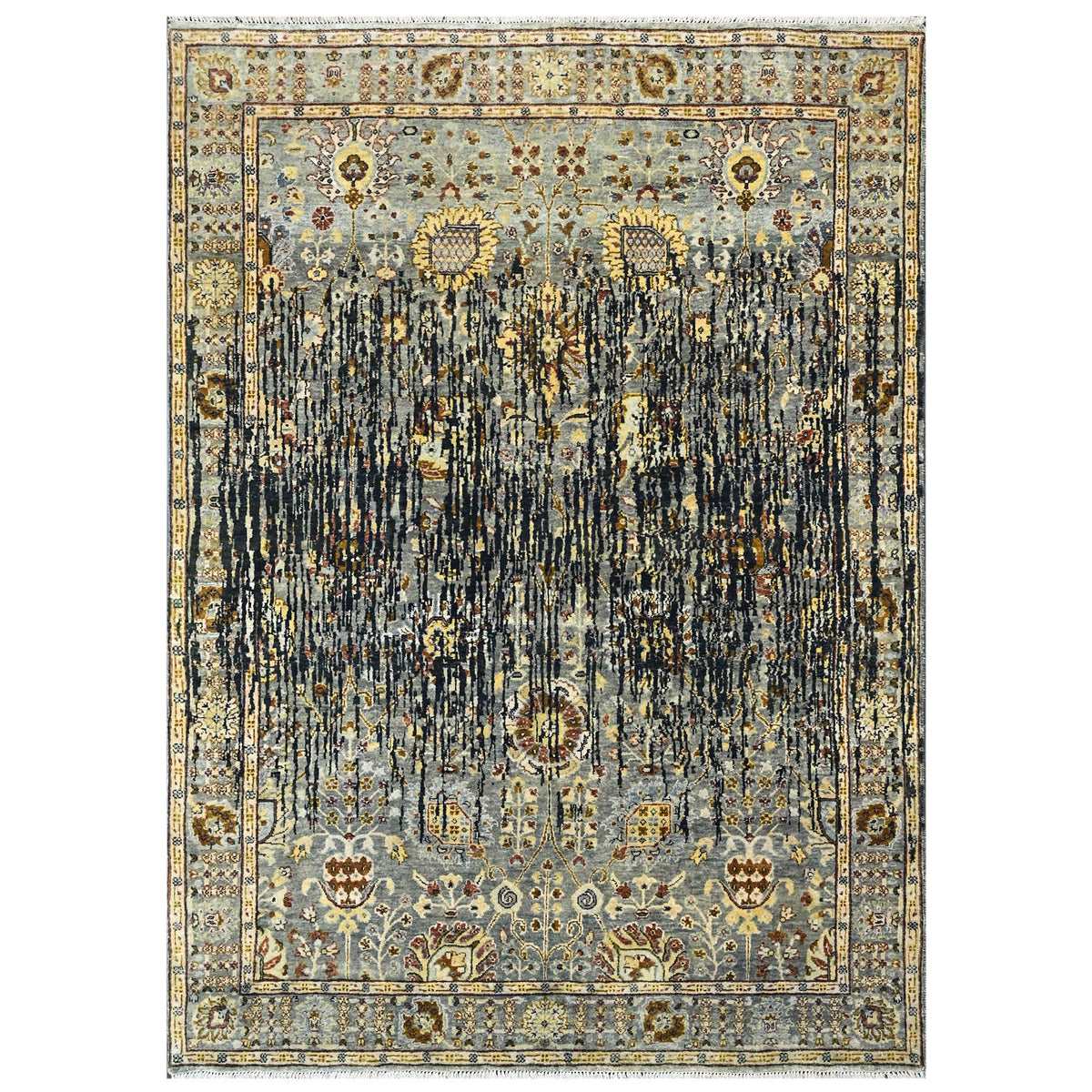 Slate, Charcoal 5'10''x8'7'' Oushak Modern Hand Knotted Wool Oriental Area Rug
