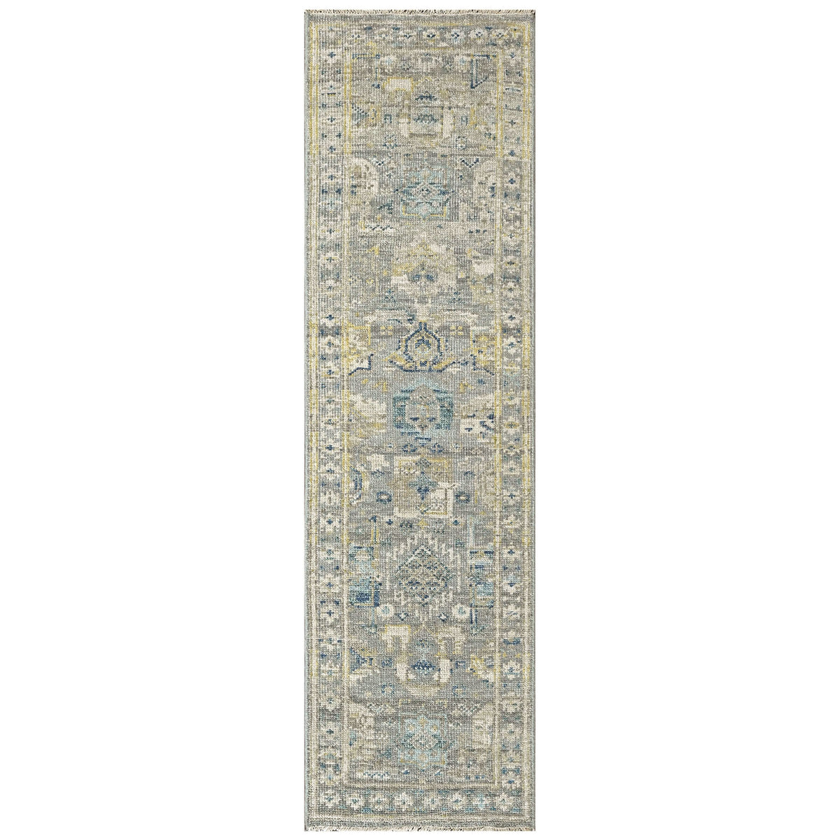 Slate 2'6''x8'10'' Oushak Transitional Hand Knotted Wool Oriental Area Rug