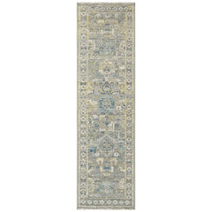 Slate 2'6''x8'10'' Oushak Transitional Hand Knotted Wool Oriental Area Rug