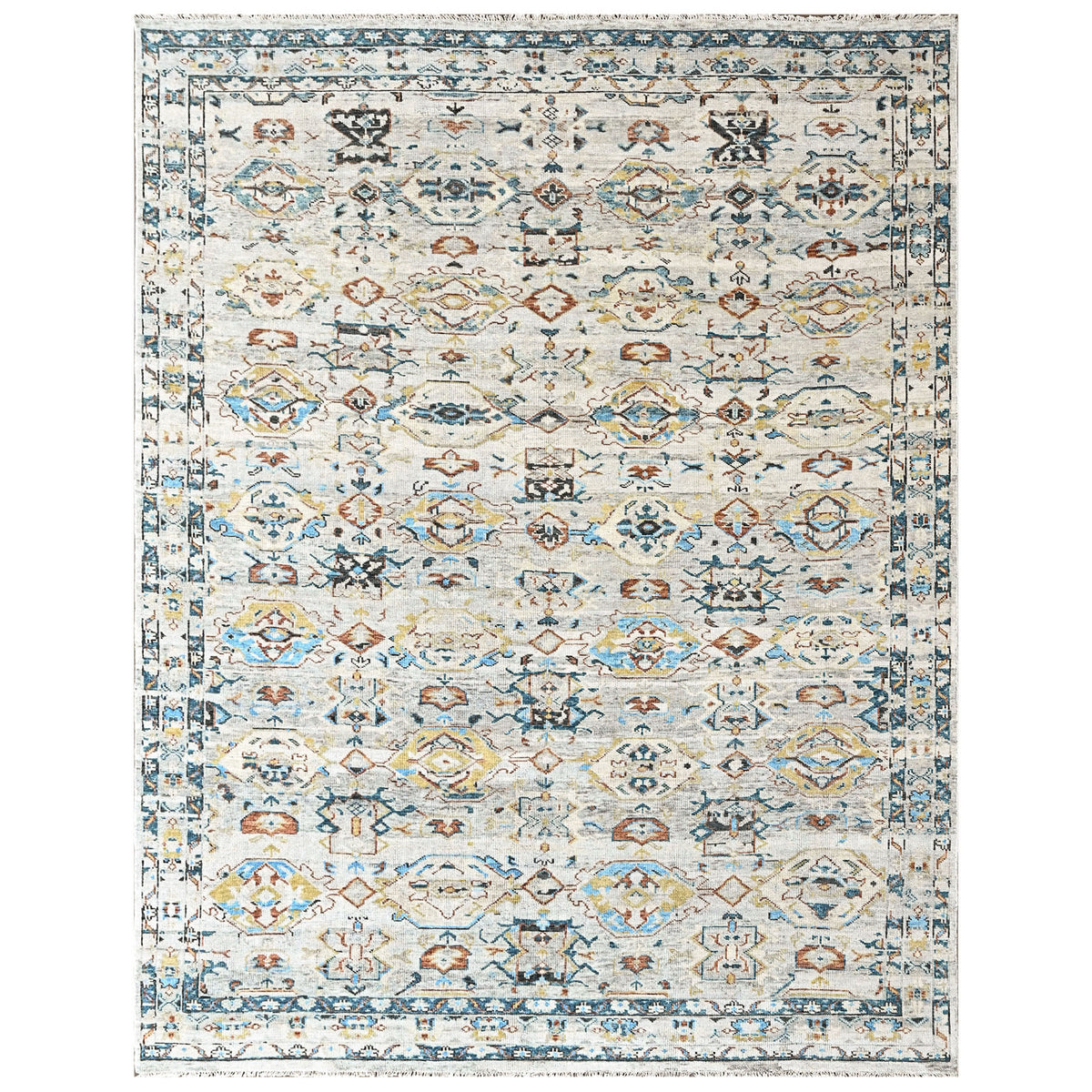 Beige, Slate 9x11'10'' Oushak Transitional Hand Knotted Wool Oriental Area Rug