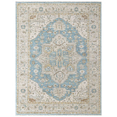 Aqua 8'11''x11'9'' Oushak Heriz Hand Knotted Wool Oriental Area Rug