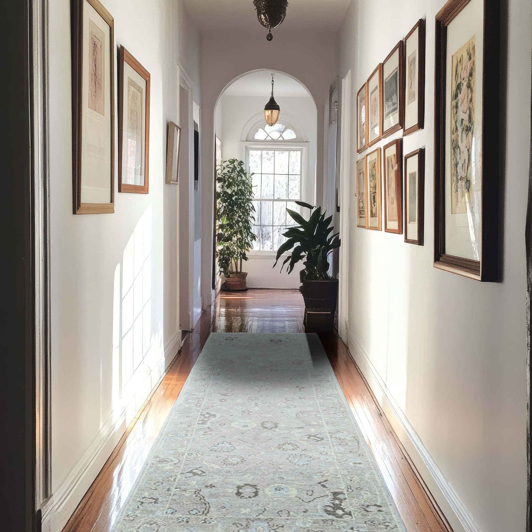 Gray 2'6''x8 Oushak Transitional Hand Knotted Wool Oriental Area Rug