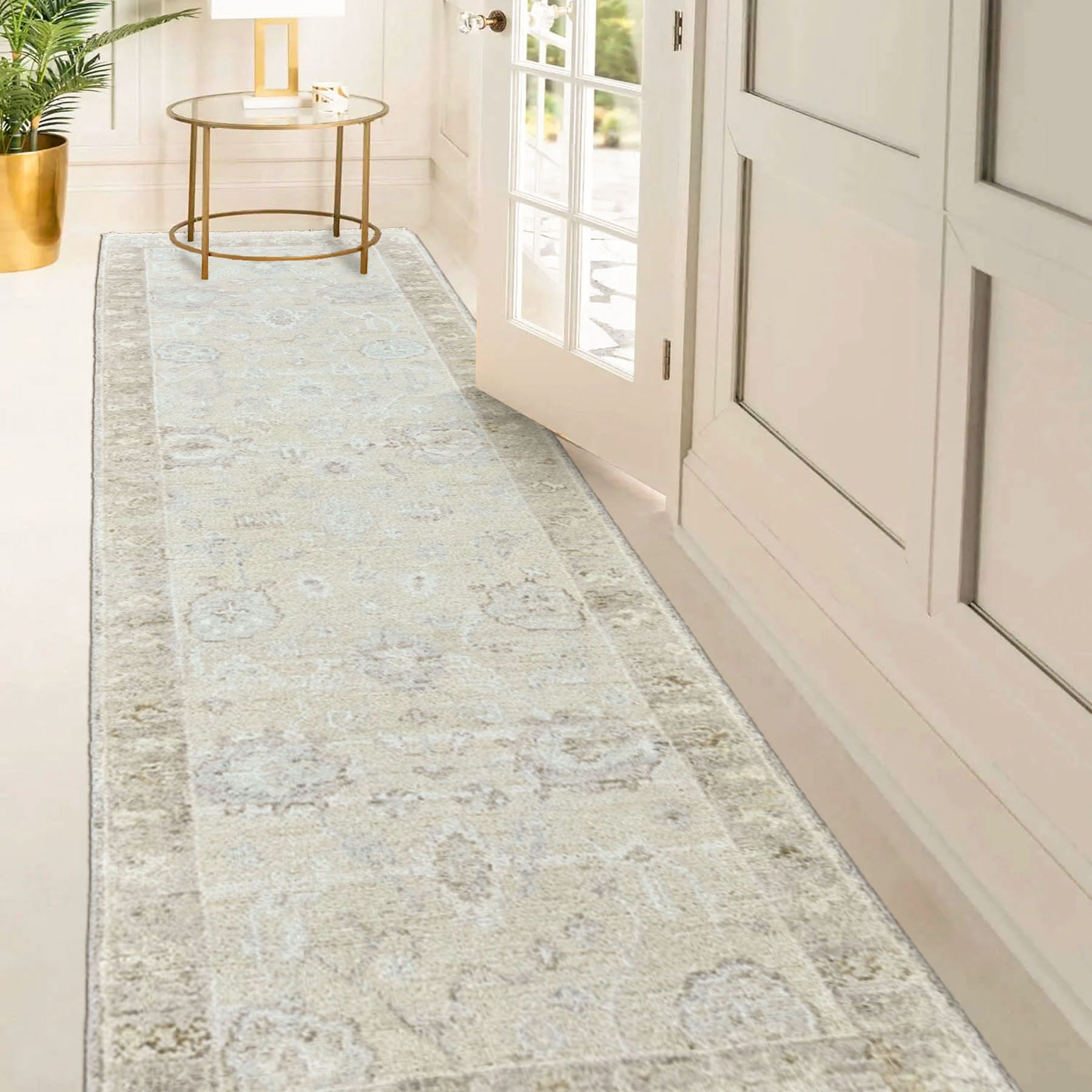 Beige Multi Size Oushak Transitional Hand Knotted Wool Oriental Area Rug