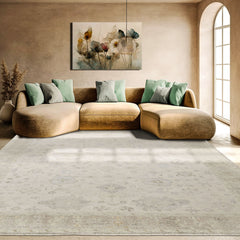 Beige Multi Size Oushak Transitional Hand Knotted Wool Oriental Area Rug