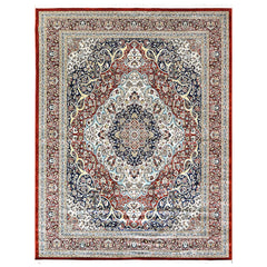 9x12 Red, Ivory, Aqua Color Power Loom Oushak Wool Traditional Oriental Rug