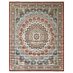 9x12 Red, Blue, Ivory Color Power Loom Oushak Wool Traditional Oriental Rug
