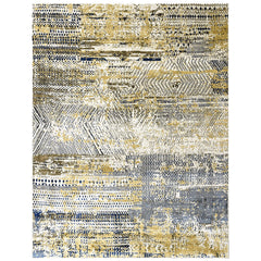 9x12 Beige, Navy, Gold Color Power Loom Oushak Wool Modern Oriental Rug