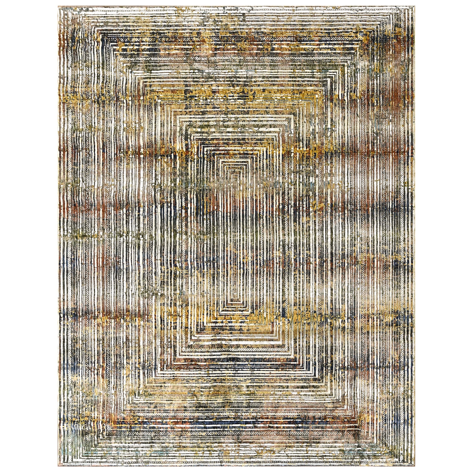 9x12 Gray, Rust, Gold Color Power Loom Oushak Wool Modern Oriental Rug