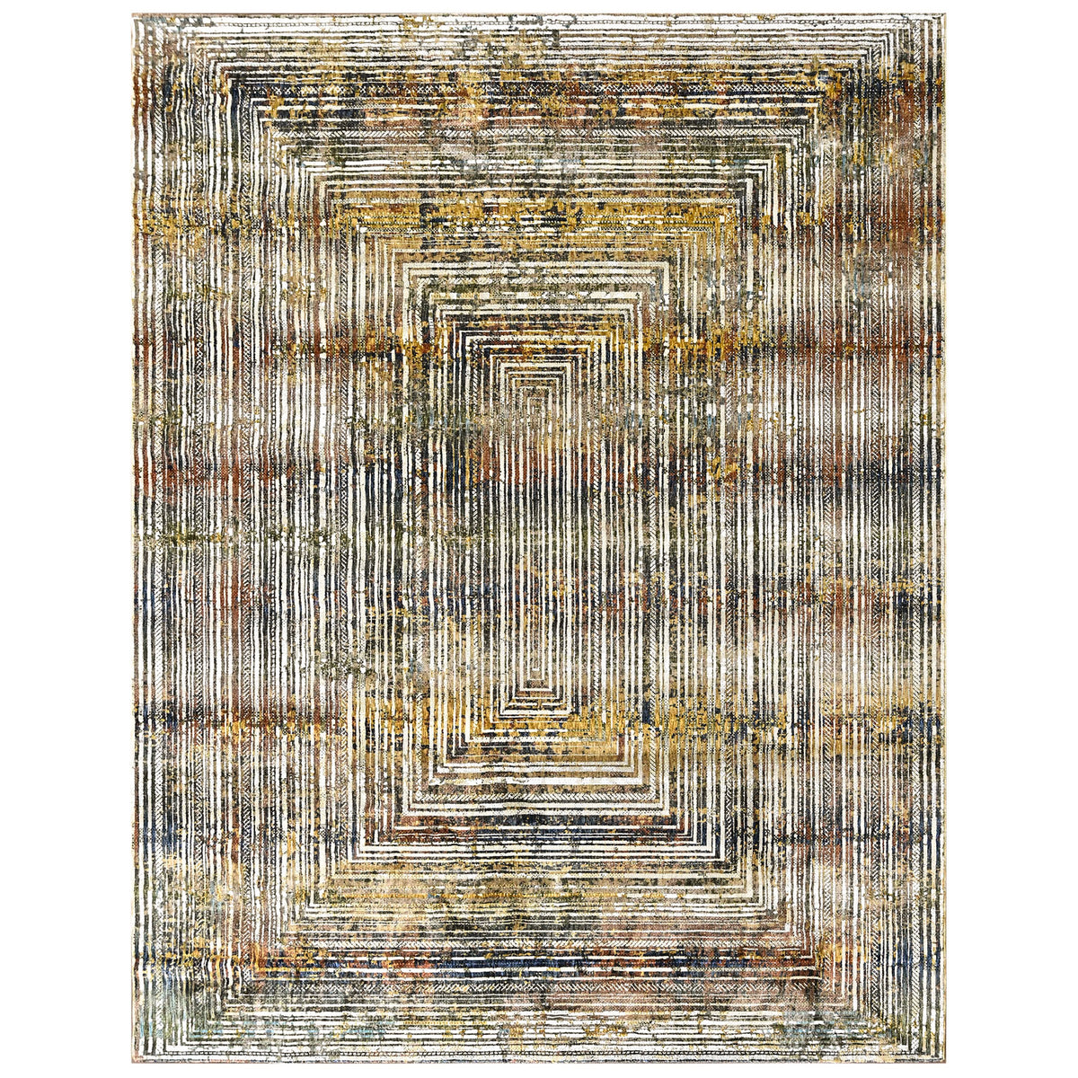 9x12 Gray, Rust, Gold Color Power Loom Oushak Wool Modern Oriental Rug