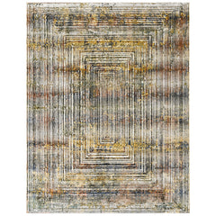 9x12 Gray, Rust, Gold Color Power Loom Oushak Wool Modern Oriental Rug