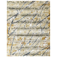 9x12 Gray, Gold, Blue Color Power Loom Oushak Wool Modern Oriental Rug