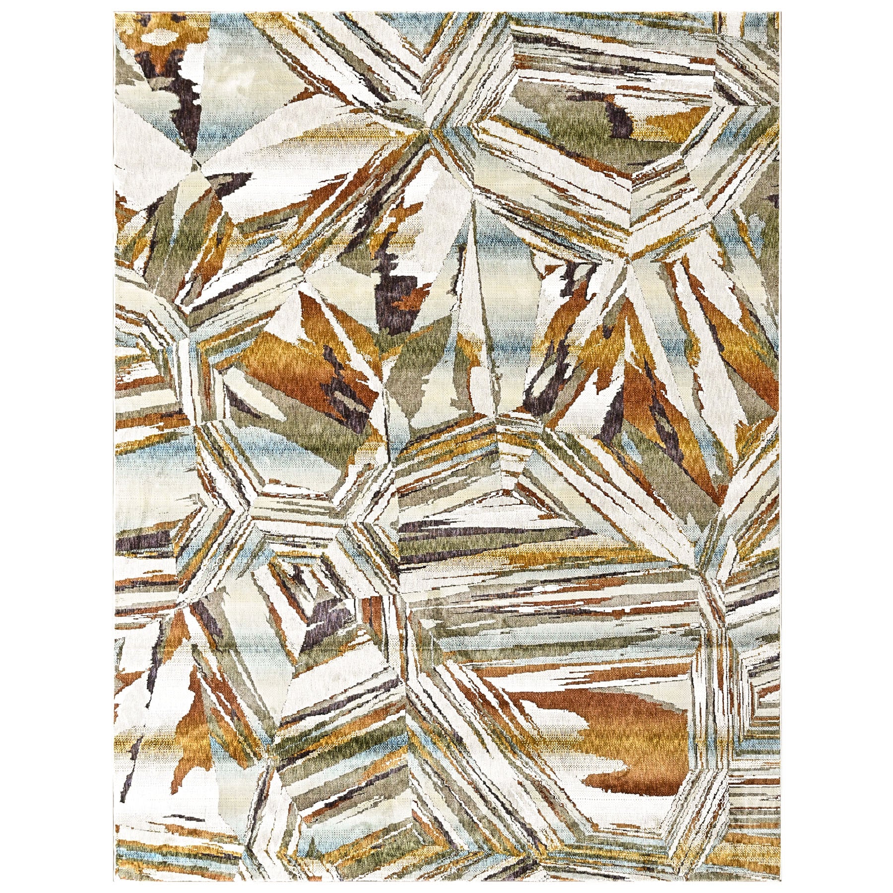 9x12 Ivory, Gray, Gold Color Power Loom Oushak Wool Modern Oriental Rug