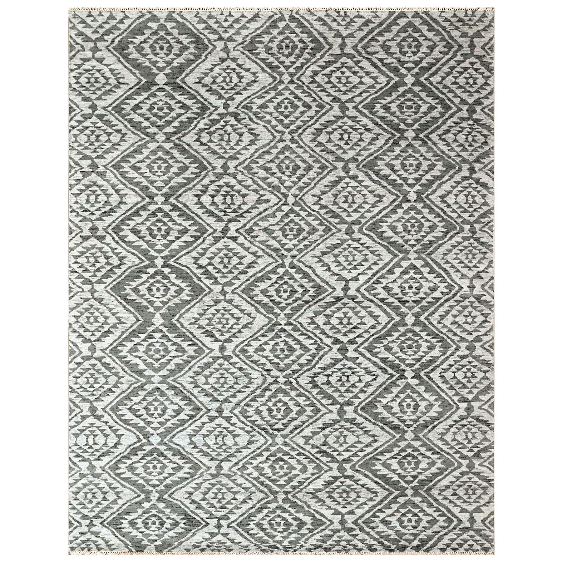 8'6x11'6 Gray, Silver, Color Hand Knotted Oushak Wool Modern Oriental Rug
