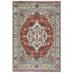 10x14 Rust, Red, Ivory Color Hand Knotted Oushak Wool  Oriental Rug