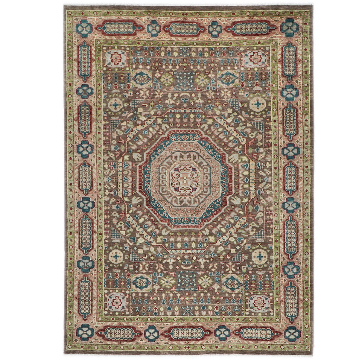 10x14 Brown, Rose, Teal Color Hand Knotted Oushak Wool Traditional Oriental Rug