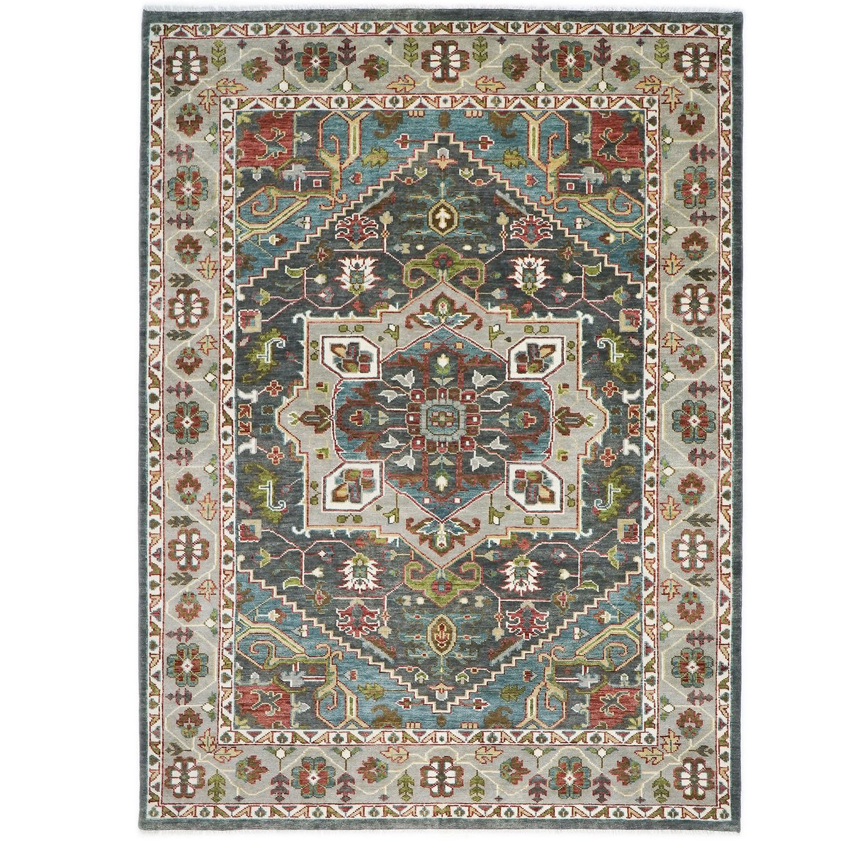 10x14 Gray, Ivory, Brown Color Hand Knotted Oushak Wool  Oriental Rug