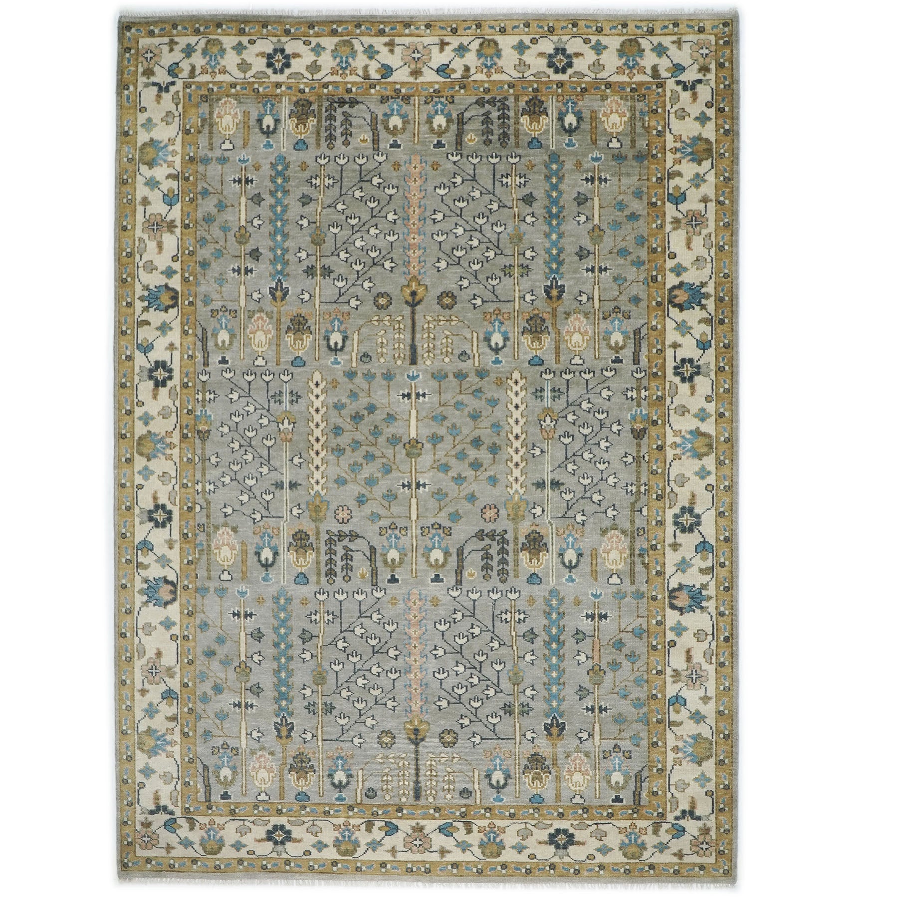 10x14 Taupe, Gray, Beige Color Hand Knotted Oushak Wool Transitional Oriental Rug