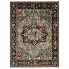 10x14 Gray, Green, Rust Color Hand Knotted Oushak Wool  Oriental Rug