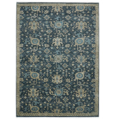10x14 Blue, Beige, Ivory Color Hand Knotted Oushak Wool Transitional Oriental Rug
