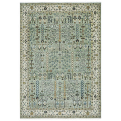 10x14 Seledon, Beige, Tan Color Hand Knotted Oushak Wool Transitional Oriental Rug