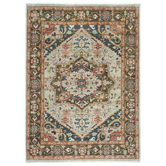 10x14 Gray, Green, Rust Color Hand Knotted Oushak Wool  Oriental Rug