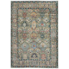 10x14 Gray, Moss, Rose Color Hand Knotted Oushak Wool Arts and Crafts Oriental Rug