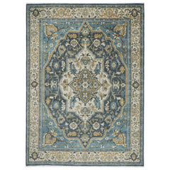 10x14 Blue, Beige, Gold Color Hand Knotted Oushak Wool  Oriental Rug