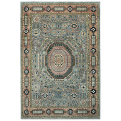 10x14 Slate, Rose, Green Color Hand Knotted Oushak Wool Traditional Oriental Rug