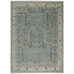 10x14 Slate, Beige, Blue Color Hand Knotted Oushak Wool Transitional Oriental Rug