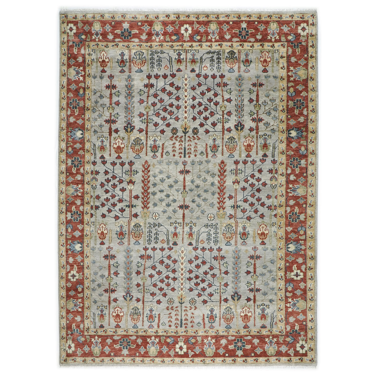 10x14 Slate, Burnt Orange, Tan Color Hand Knotted Oushak Wool Transitional Oriental Rug