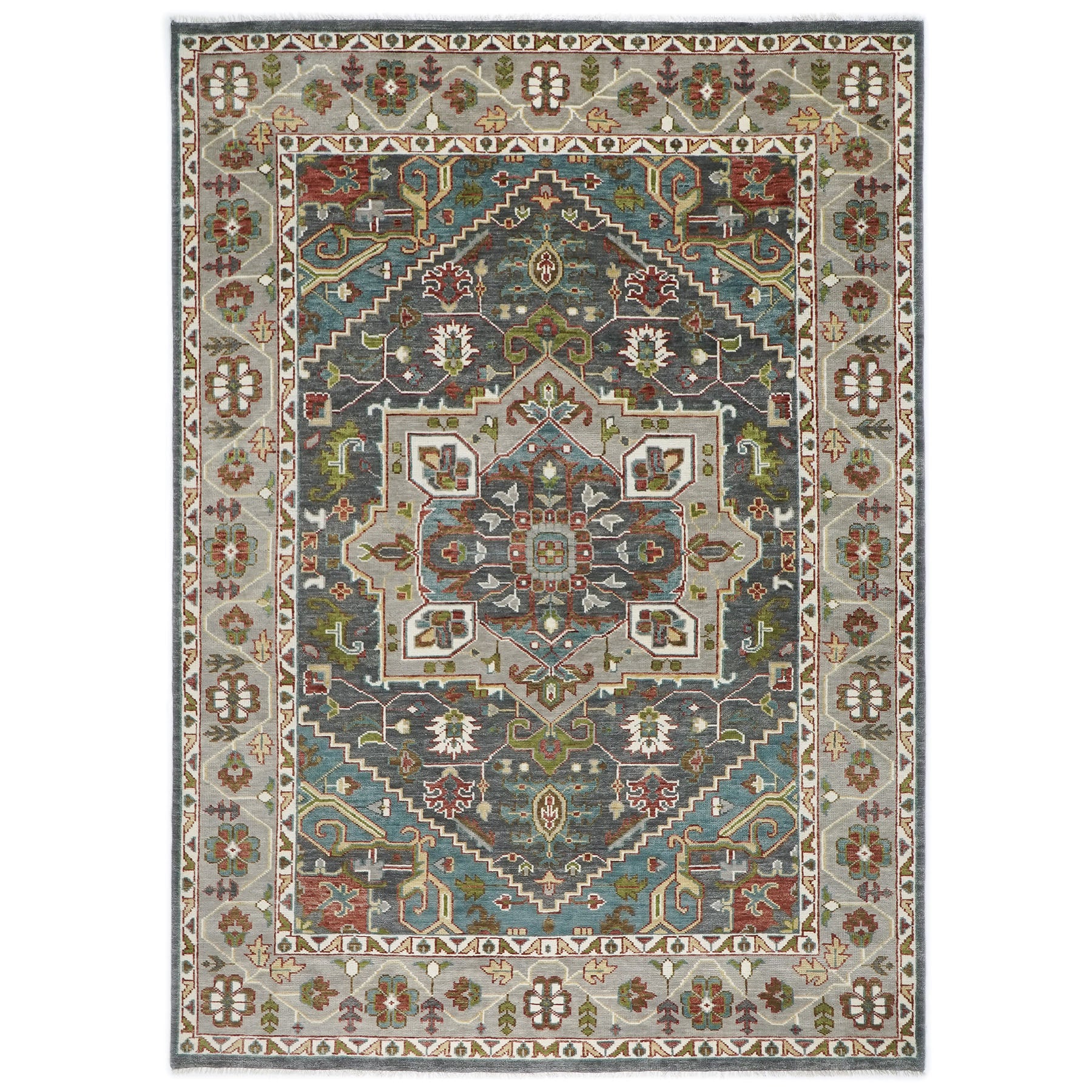 10x14 Gray, Taupe, Ivory Color Hand Knotted Oushak Wool  Oriental Rug