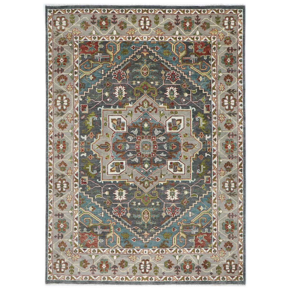 10x14 Gray, Taupe, Ivory Color Hand Knotted Oushak Wool  Oriental Rug