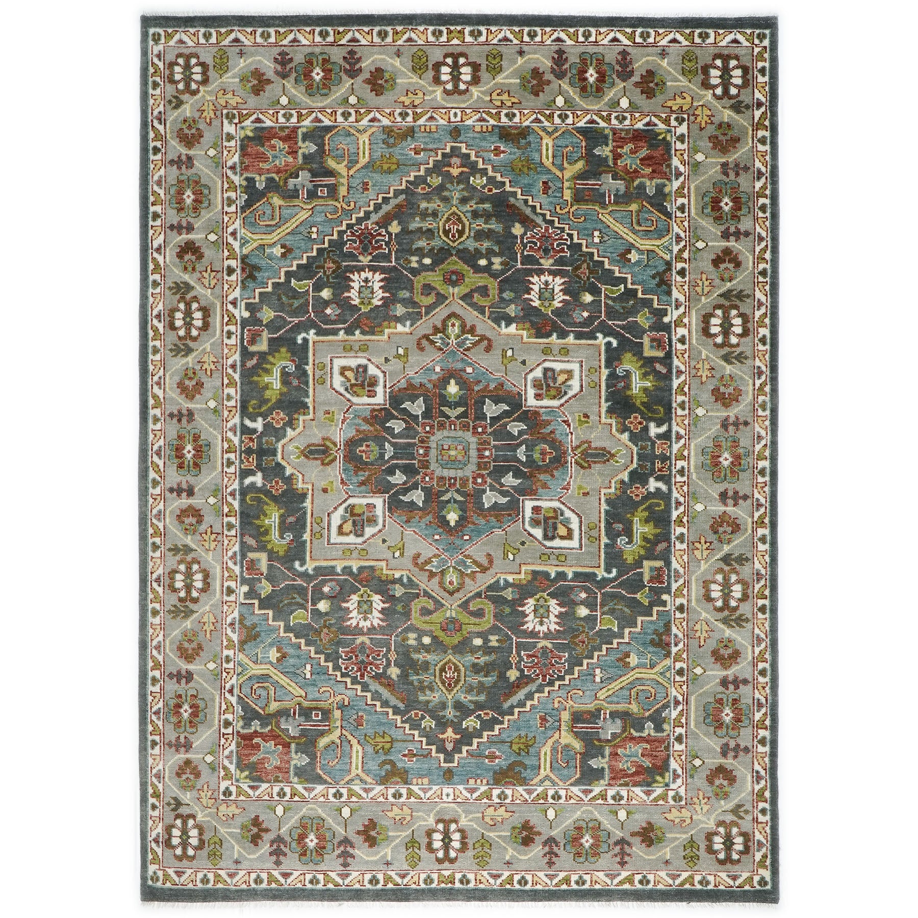 10x14 Gray, Slate, Aqua Color Hand Knotted Oushak Wool  Oriental Rug