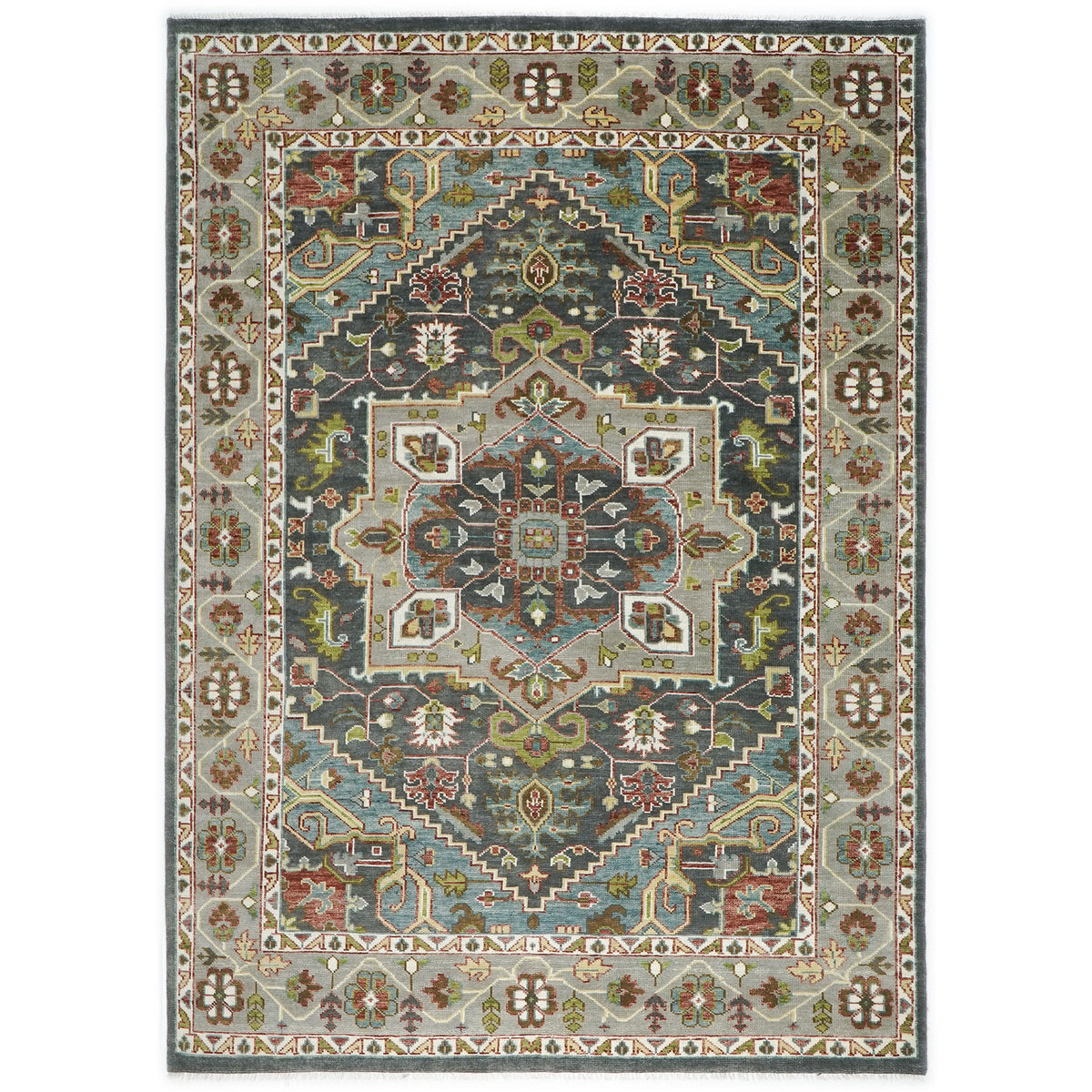 10x14 Gray, Slate, Aqua Color Hand Knotted Oushak Wool  Oriental Rug