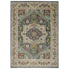 10x14 Gray, Slate, Aqua Color Hand Knotted Oushak Wool  Oriental Rug