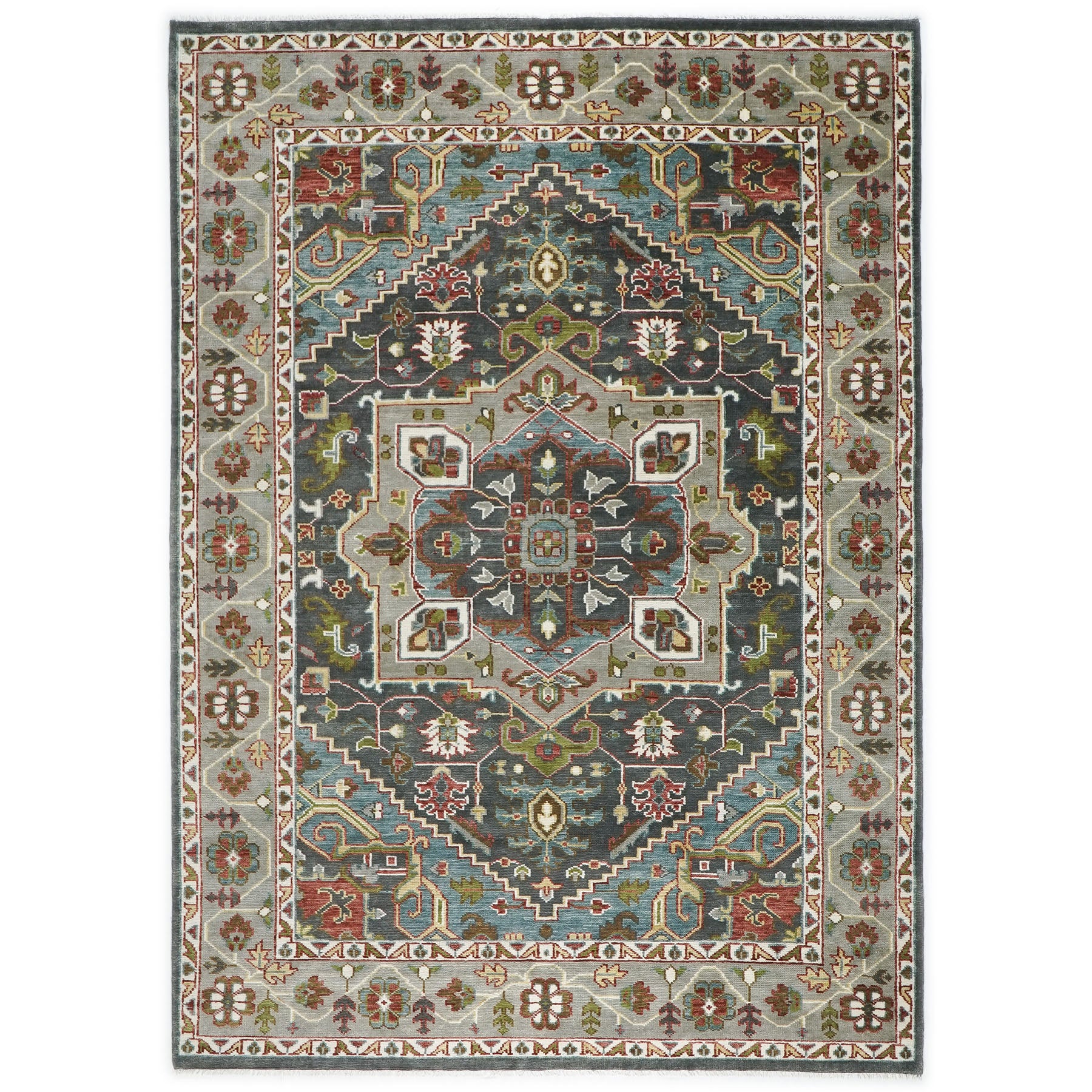 10x14 Gray, Slate, Aqua Color Hand Knotted Oushak Wool  Oriental Rug