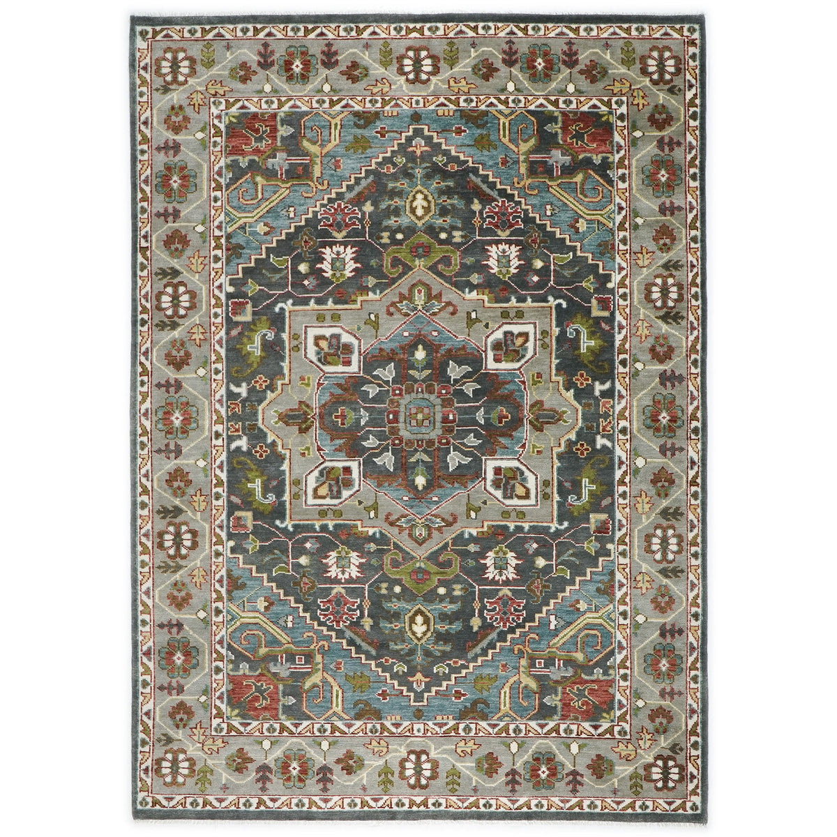 10x14 Gray, Slate, Aqua Color Hand Knotted Oushak Wool  Oriental Rug