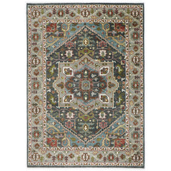 10x14 Gray, Slate, Aqua Color Hand Knotted Oushak Wool  Oriental Rug