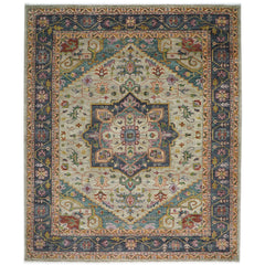 12x15 Mint, Blue, Aqua Color Hand Knotted Oushak Wool  Oriental Rug