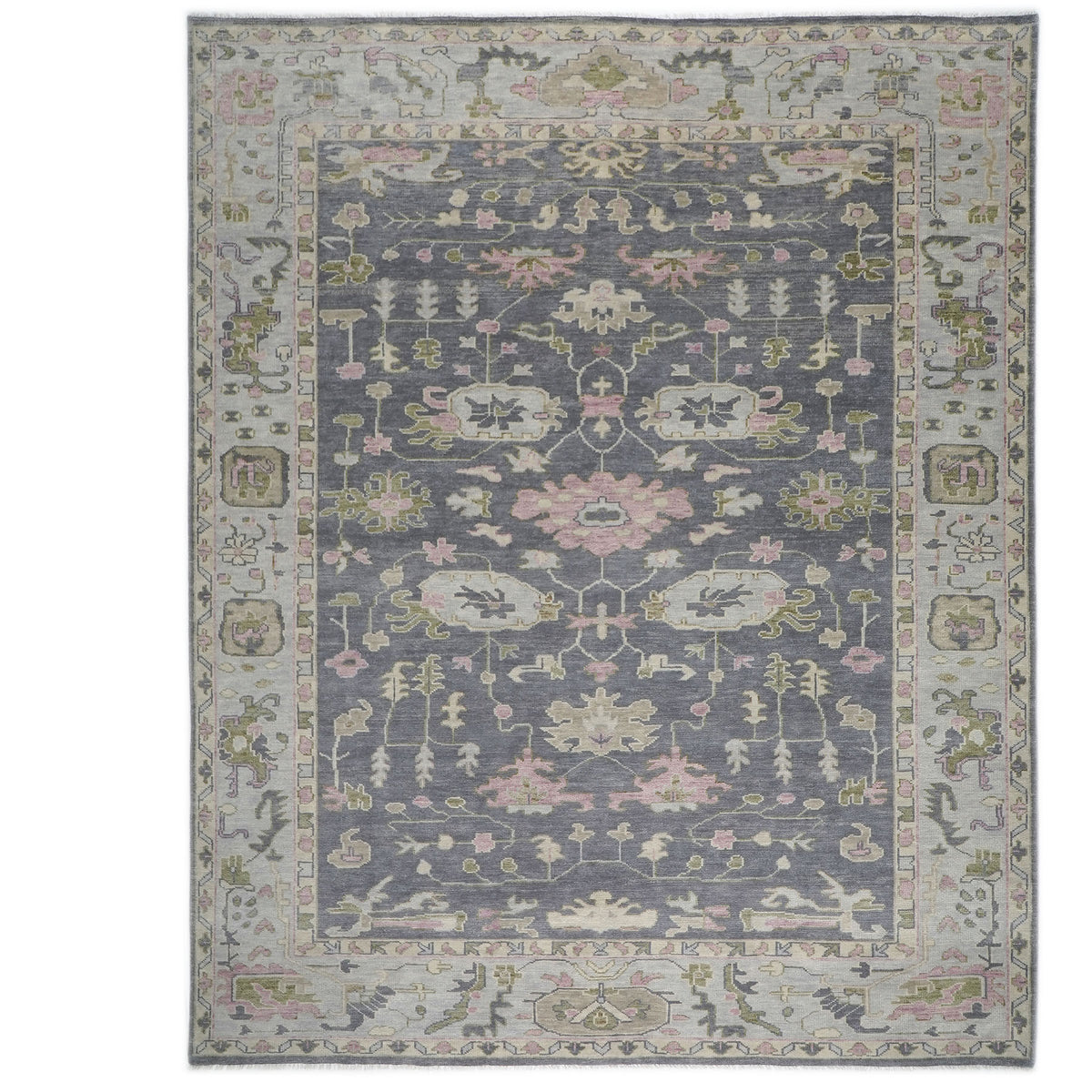 12x15 Slate, Gray, Mint Color Hand Knotted Oushak Wool Transitional Oriental Rug