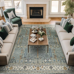 12x15 Seledon, Beige, Green Color Hand Knotted Oushak Wool Transitional Oriental Rug