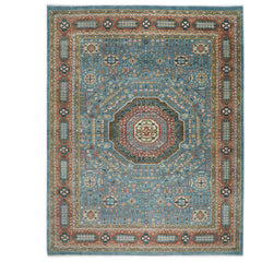 12x15 Blue, Rust, Green Color Hand Knotted Oushak Wool Traditional Oriental Rug