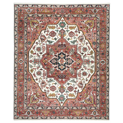 12x15 Rose, Ivory, Brown Color Hand Knotted Oushak Wool  Oriental Rug