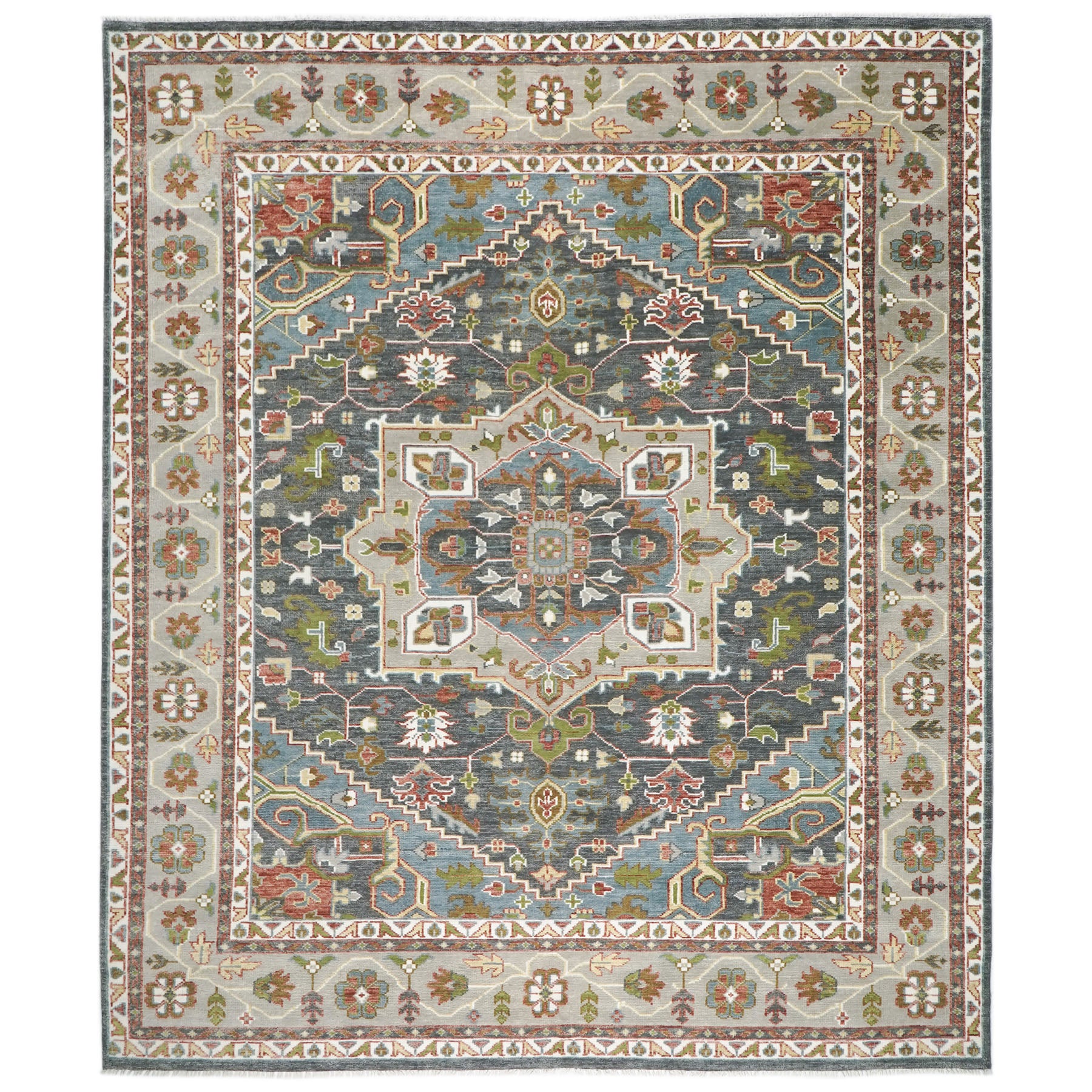 12x15 Slate, Gray, Blue Color Hand Knotted Oushak Wool  Oriental Rug