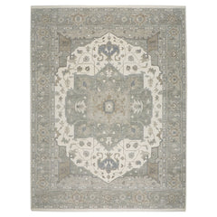12x15 Gray, Ivory, Taupe Color Hand Knotted Oushak Wool  Oriental Rug